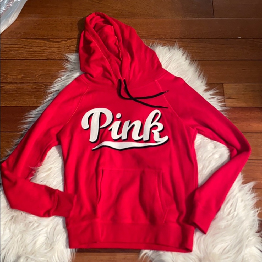 Victoria’s Secret Pink embroidered red hoodie